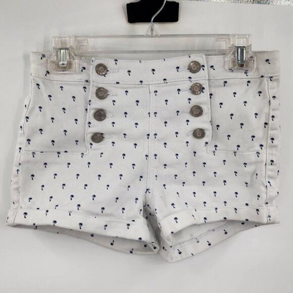 RUE21 White Palm Tree Print Shorts Womens Size 3/4 Summer Beach - Picture 2 of 8